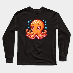 Orange Octopus Long Sleeve T-Shirt